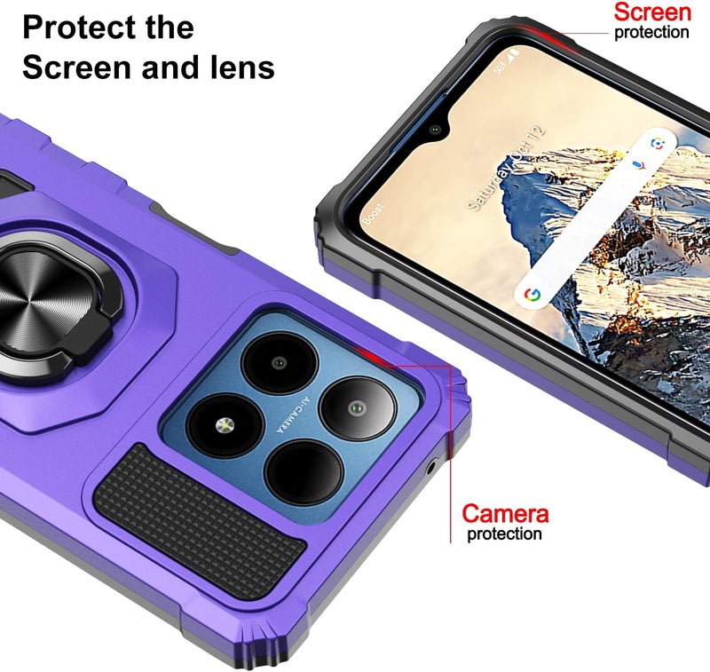 Mocotto for Boost Summit 5G Phone Case with Tempered Glass Screen Protector,Military Grade Heavy Duty Shockproof Protective Cover,with Ring Kickstand (Boost Summit 5G,Purple) - Image 2